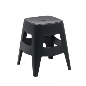 Tabouret bas sans dossier empilable noir - Square mini