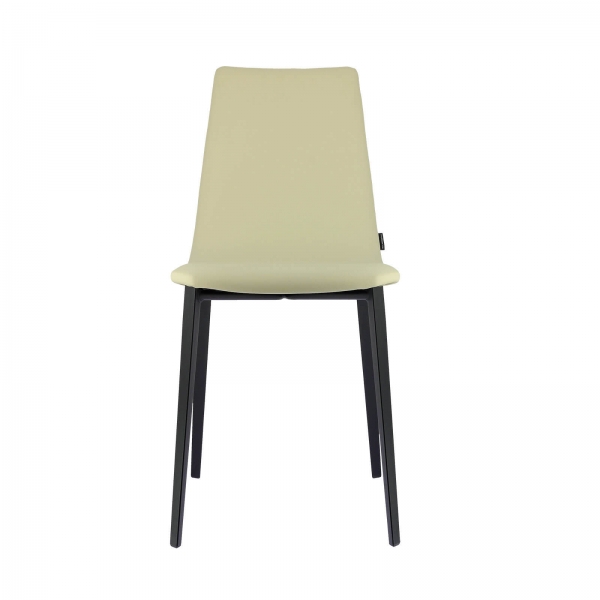 Chaise en simili beige et pieds métal noir - Salt Mobliberica® - 2