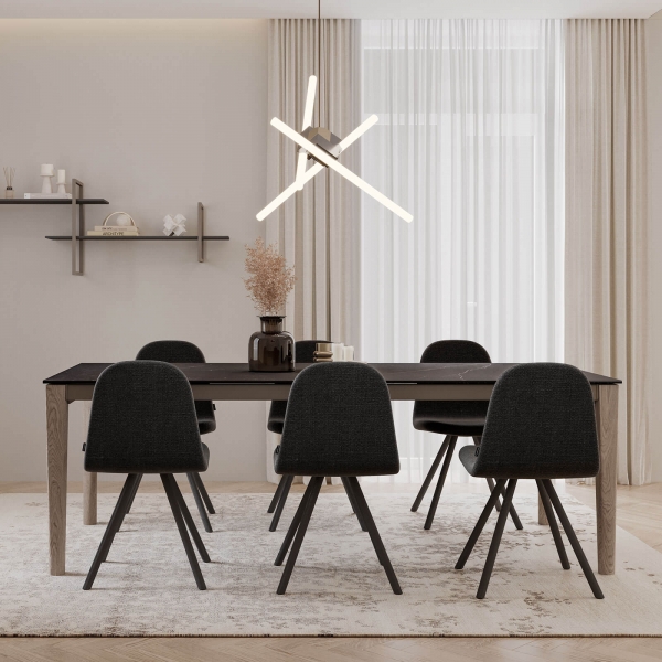 Table fixe rectangulaire en céramique avec pieds en bois - Ilex Mobliberica® - 3