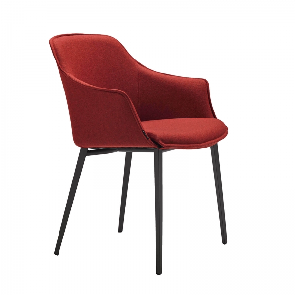 Fauteuil en tissu rouge avec pieds en métal - Kedua Mobliberica® - 2