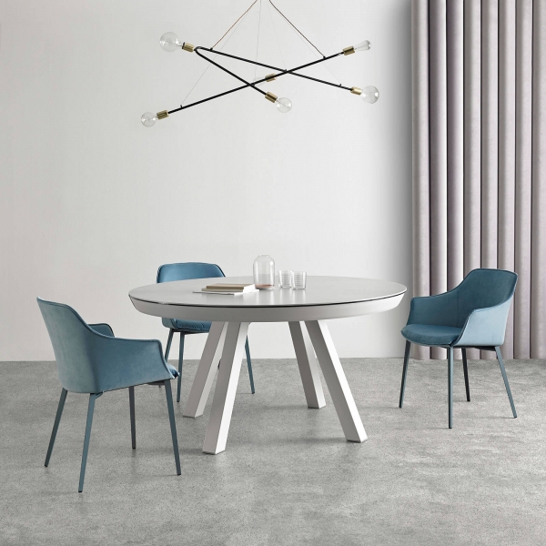 Fauteuil moderne en tissu bleu avec pieds en métal - Kedua Mobliberica® - 4