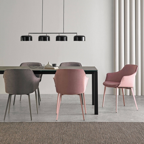 Fauteuil tendance en tissu rose avec pieds en métal - Kedua Mobliberica® - 3