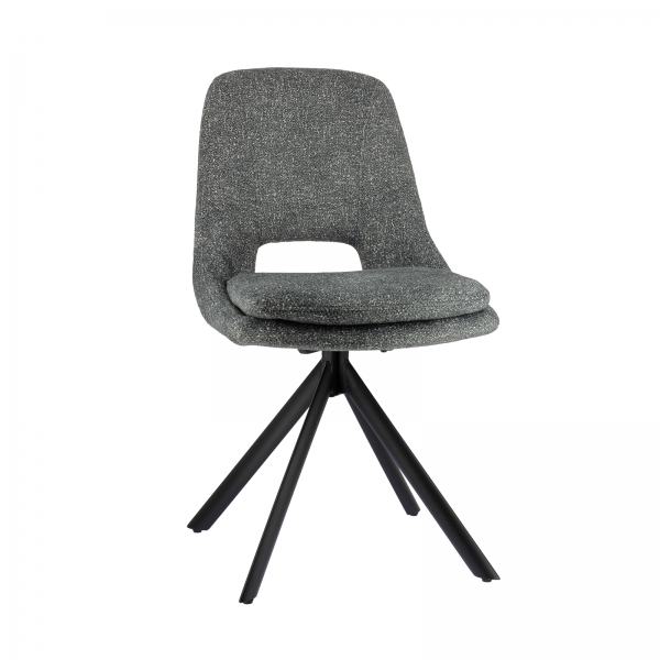 Chaise moderne en tissu gris rembourrée pieds en métal noir - Azalée - 11