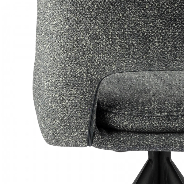 Chaise contemporaine en tissu gris rembourrée pieds en métal noir - Azalée - 12