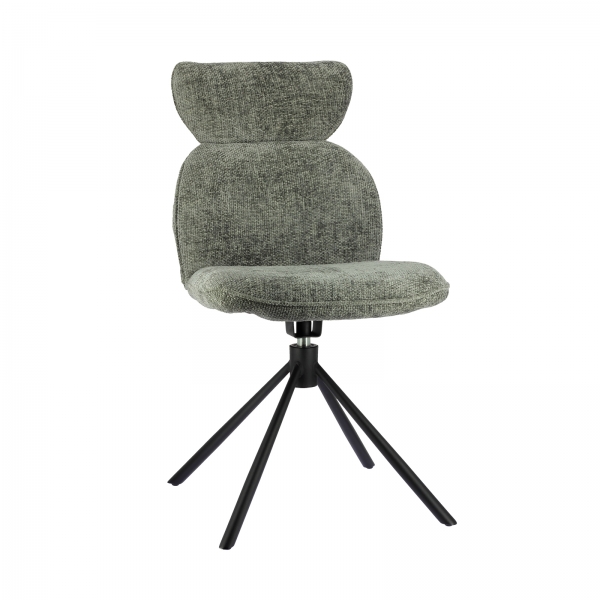 Chaise pivotante en tissu gris avec pieds en métal noir - Rosa - 1