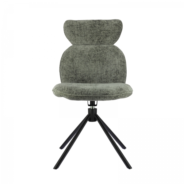 Chaise tournante en tissu gris avec pieds en métal noir - Rosa - 2