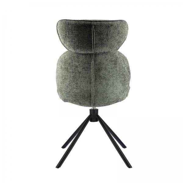 Chaise rotative en tissu gris avec pieds en métal noir - Rosa - 3
