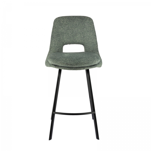 Tabouret hauteur 65 cm en tissu avec pieds en métal noir - Olivier - 2