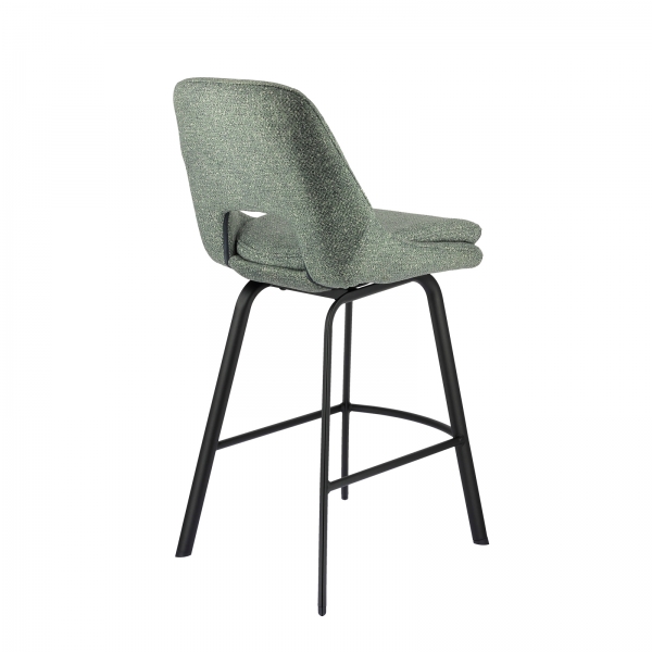 Tabouret en tissu avec pieds en métal noir - Olivier - 4