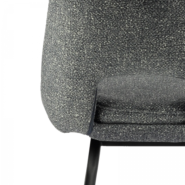 Tabouret snack en tissu gris avec pieds en métal noir - Olivier - 14