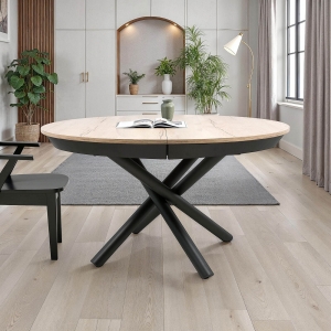 Table ronde extensible design en mélaminé et pied mikado - Fahrenheit