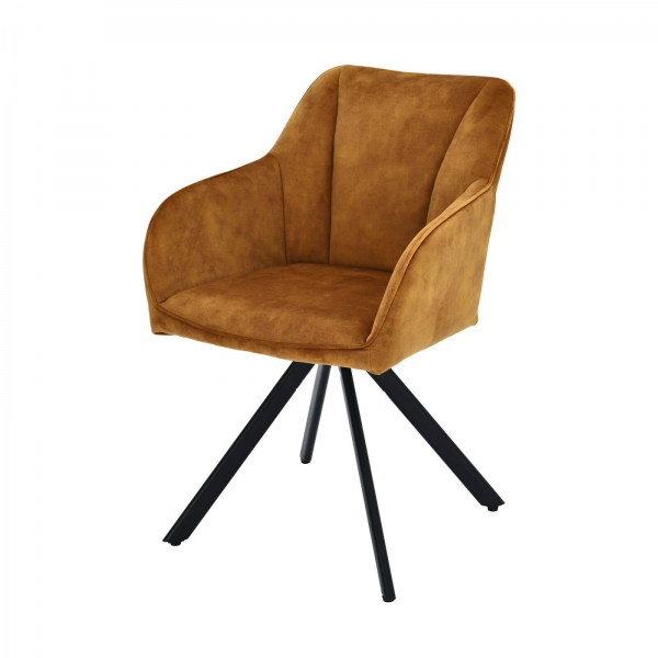 Fauteuil cosy pivotant en tissu avec pieds en métal - Claudie - 8