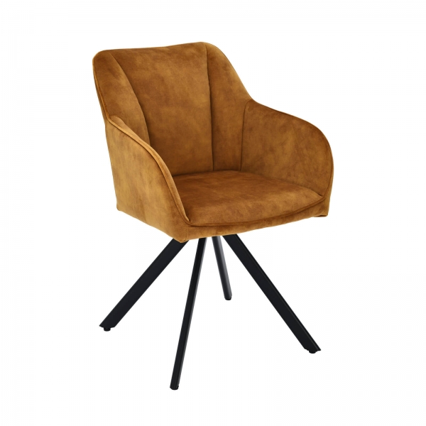 Fauteuil cosy tournant en tissu avec pieds en métal - Claudie - 2