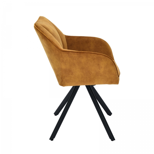 Fauteuil cosy pivotant en tissu avec pieds en métal - Claudie - 11