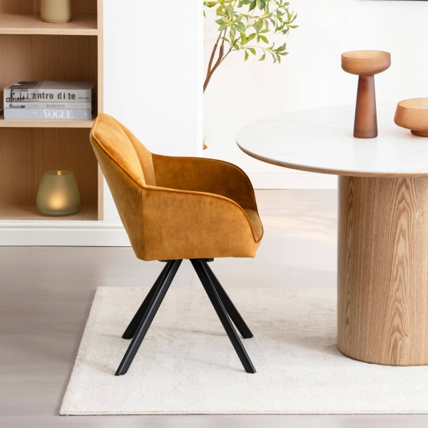 Fauteuil cosy pivotant en tissu avec pieds en métal - Claudie - 5