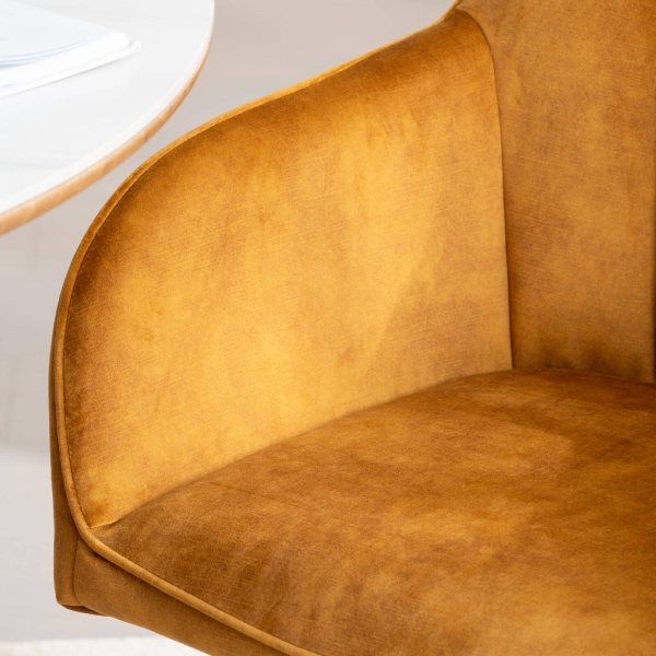 Fauteuil cosy pivotant en tissu avec pieds en métal - Claudie - 6