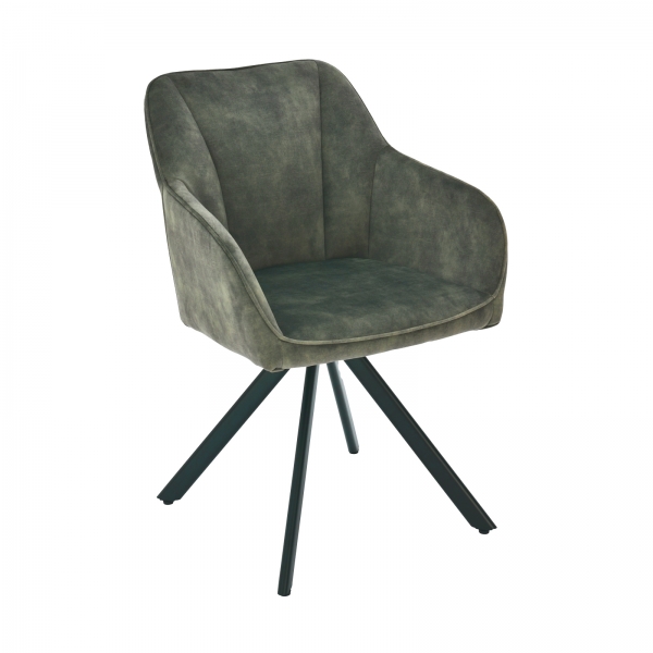 Fauteuil tournant en tissu gris avec pieds en métal - Claudie - 14