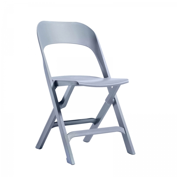 Chaise pliante en polypropylène gris - Flap - 5