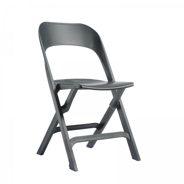 Chaise pliante en plastique gris - Flap - 6