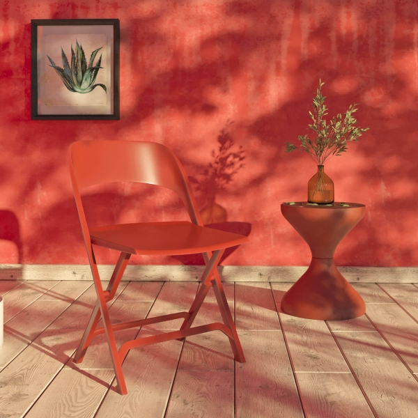Chaise de jardin pliante en polypropylène rouge - Flap - 4