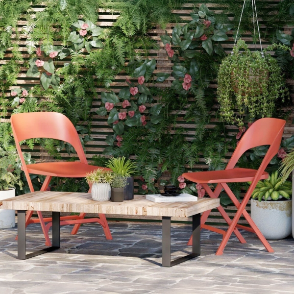 Chaise de jardin pliante en polypropylène rouge - Flap - 2
