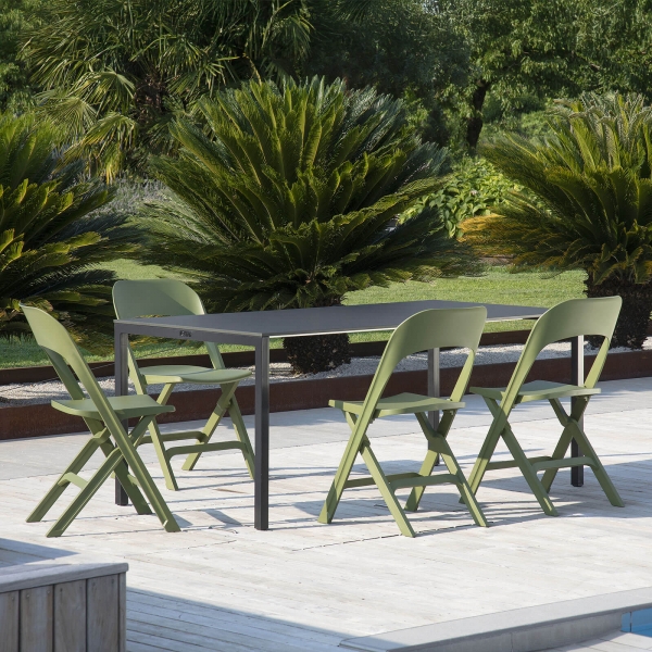 Chaise de jardin pliante en polypropylène vert olive - Flap - 3