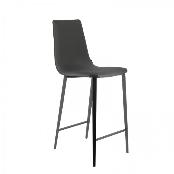Tabouret haut coque en simili et pieds en métal - Salt Mobliberica® - 3