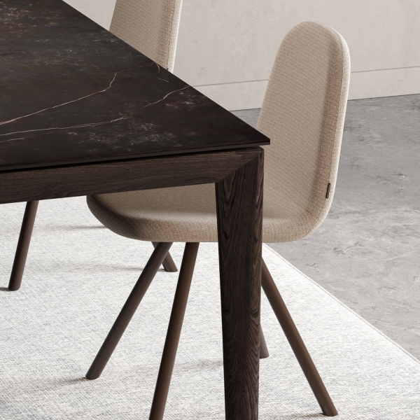 Table fixe rectangulaire en céramique avec pieds en bois - Ilex Mobliberica® - 4
