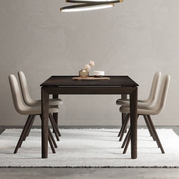 Table rectangulaire en céramique avec pieds en bois - Ilex Mobliberica® - 1