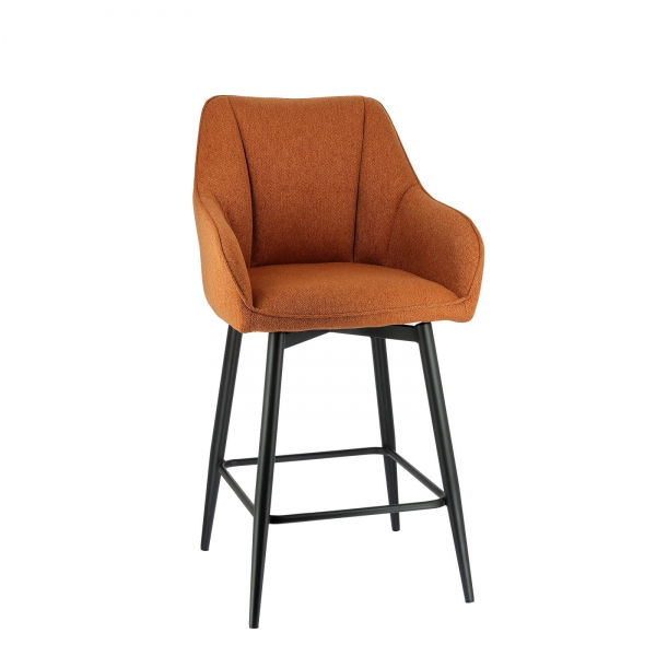 Tabouret haut pivotant avec accoudoirs en tissu recyclé et pieds en métal - Martin - 9