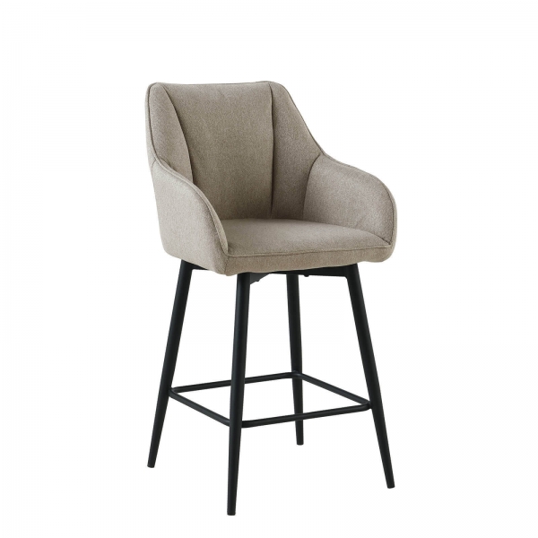 Tabouret haut pivotant avec accoudoirs en tissu recyclé et pieds en métal - Martin - 7