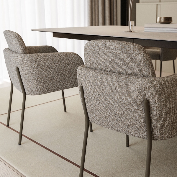 Fauteuil design Mobliberica avec accoudoirs en tissu et pieds métal - Nai - 3