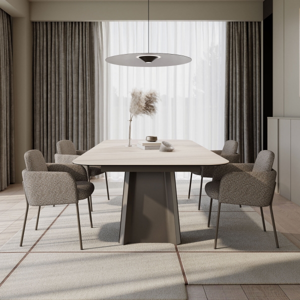 Fauteuil tendance avec accoudoirs en tissu et pieds métal - Nai Mobliberica® - 2