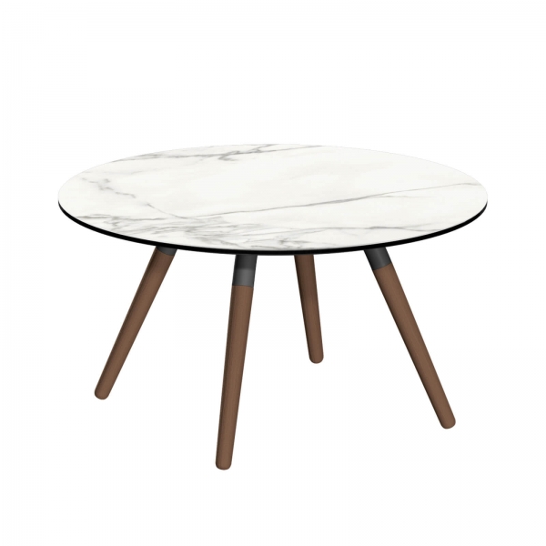 Table ronde en céramique avec pieds en bois - 2