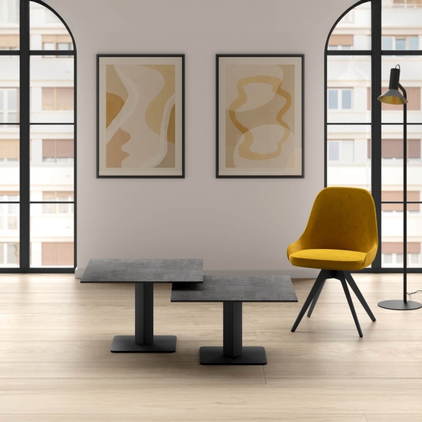 Table basse carrée en céramique avec pied central - Ibero mini - 4