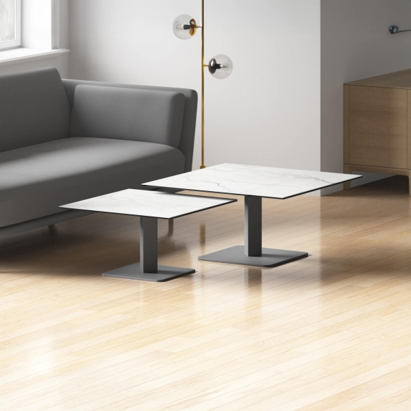 Table basse carrée en céramique avec pied central - Ibero mini - 5