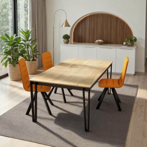 Table de salle à manger rectangulaire en stratifié pieds en épingle - Okaso 