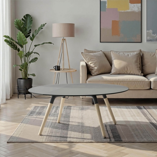 Table basse ronde en verre design - 1