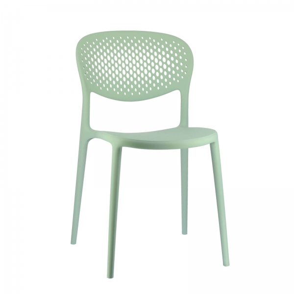 Chaise taupe italienne empilable en polypropylène recyclé avec motifs - Abby Connubia® - 3
