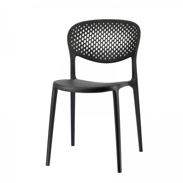 Chaise taupe italienne empilable en polypropylène recyclé avec motifs - Abby Connubia® - 4