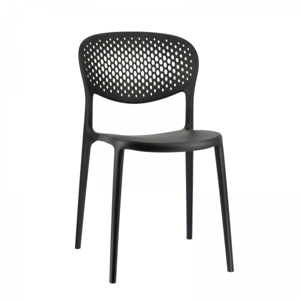 Chaise taupe italienne empilable en polypropylène recyclé avec motifs - Abby Connubia® - 1