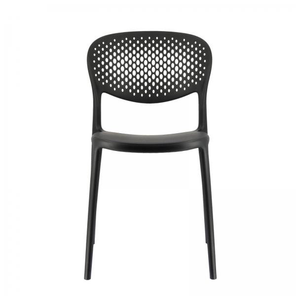 Chaise taupe italienne empilable en polypropylène recyclé avec motifs - Abby Connubia® - 5