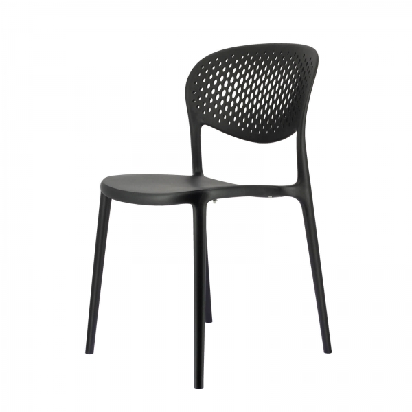 Chaise taupe italienne empilable en polypropylène recyclé avec motifs - Abby Connubia® - 6