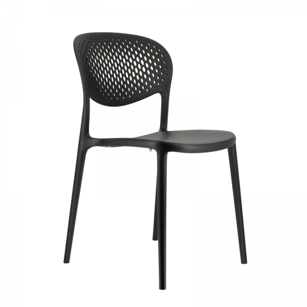 Chaise taupe italienne empilable en polypropylène recyclé avec motifs - Abby Connubia® - 7
