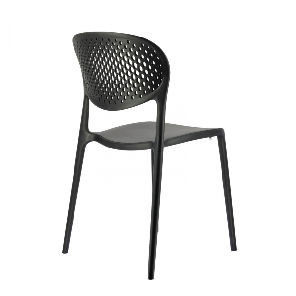 Chaise taupe italienne empilable en polypropylène recyclé avec motifs - Abby Connubia® - 11