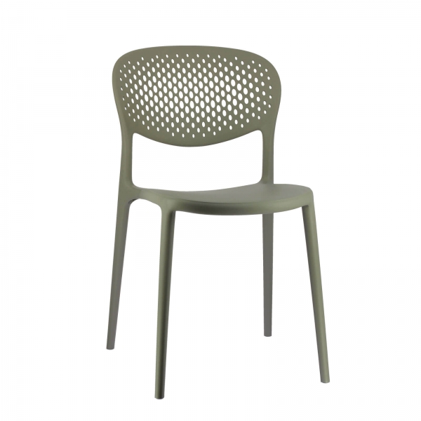 Chaise taupe italienne empilable en polypropylène recyclé avec motifs - Abby Connubia® - 15