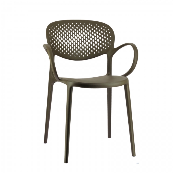 Fauteuil italien empilable en polypropylène recyclé avec dossier microperforé - Abby Connubia® - 17