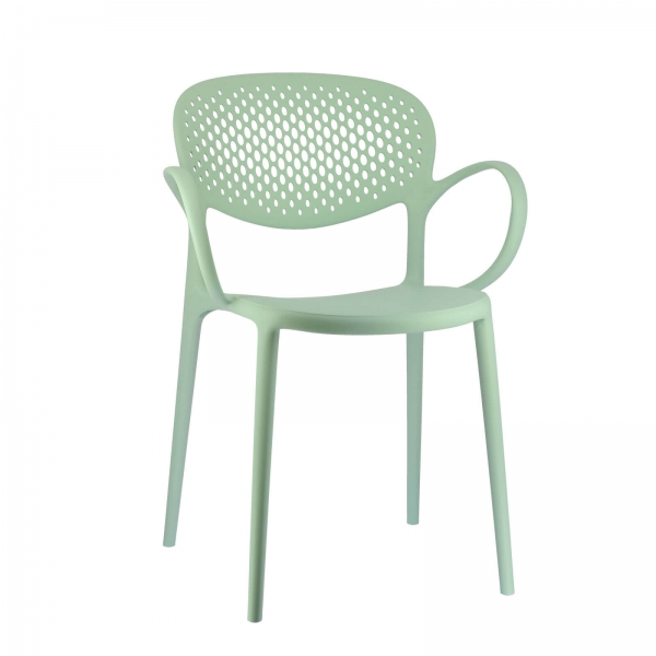 Fauteuil de jardin italien empilable en polypropylène recyclé avec dossier microperforé - Abby Connubia® - 4