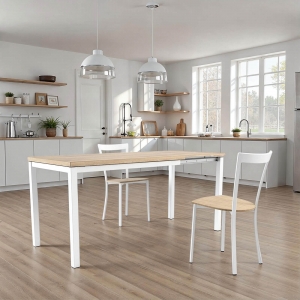 Table de cuisine extensible en mélaminé - hauteur 75 cm - Toy métal
