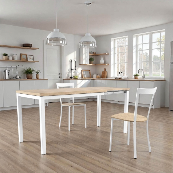 Table de cuisine extensible en mélaminé - hauteur 75 cm - Toy métal - 1